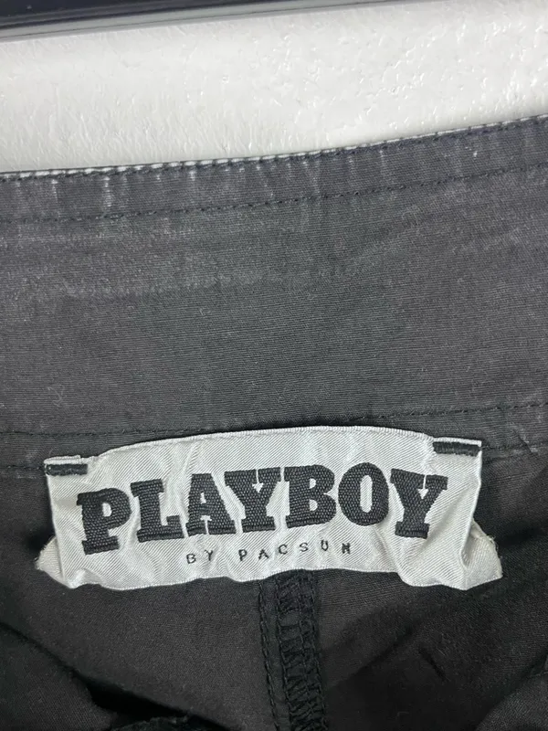 PLAYBOY BY PACSUN Black High Rise Tie Closure Detail Lightweight Shorts Small - Image 3