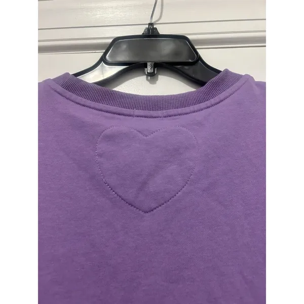 Women Purple Oversized Sweatshirt Dress Solid Long Sleeve Crewneck Size Medium - Image 4
