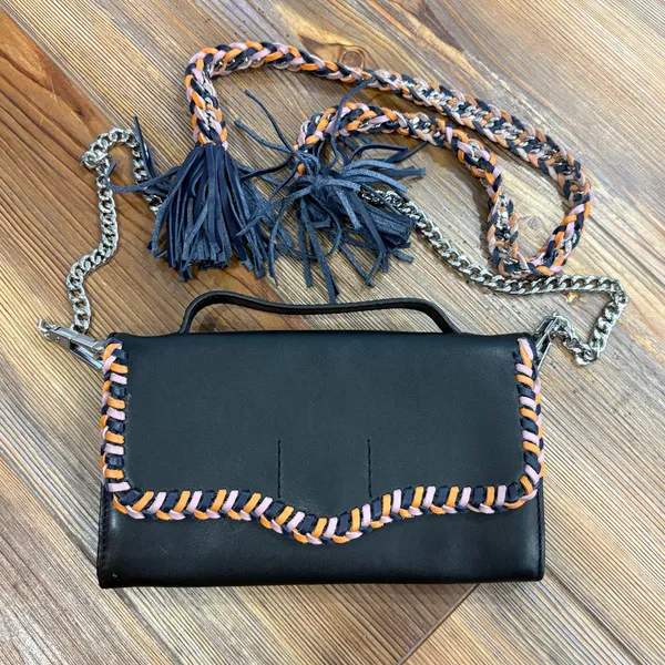 Rebecca Minkoff Leather Tassel Chase Crossbody Purse Wallet - Image 3