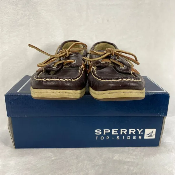 Sperry Top-Sider Leather Boat Shoes Mesh Detail Brown Tan Comfort Loafers‎ 7.5M - Image 3