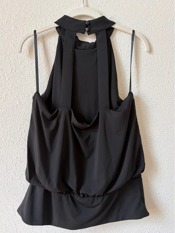 Boston Proper Halter Banded Bottom Mock Neck Knit Top Black Size Medium Goth - Image 2