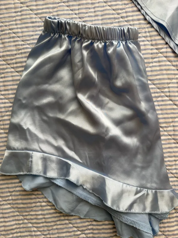 Shein Pajama Set Satin Blue - Image 3