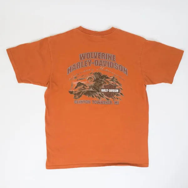 2009 Harley Davidson Orange Wolverine Shirt Size L - Image 2