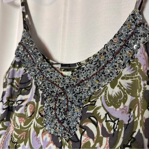 Free People Western Royalty Beaded Dark Floral Boho Sundress S Whimsigoth Fairy - Image 6