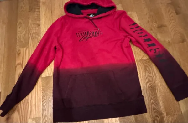 Hollister California logo graphic kangaroo ombre burgundy oversized hoodie M - Image 19