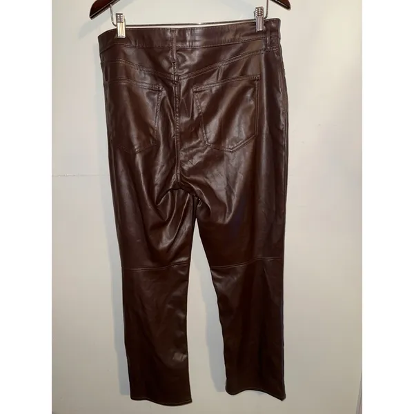 Gap Vintage Slim High Rise Faux Leather Pants Women's 33 | 16 R EUC Brown - Image 3