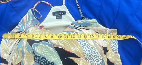 Nicole Miller Tropical Floral Print Halter Maxi Dress Size M - Image 6