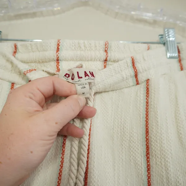 Dolan Left Coast Anthropologie Medium Striped Wide Leg Cotton Pants Cream Beachy - Image 5