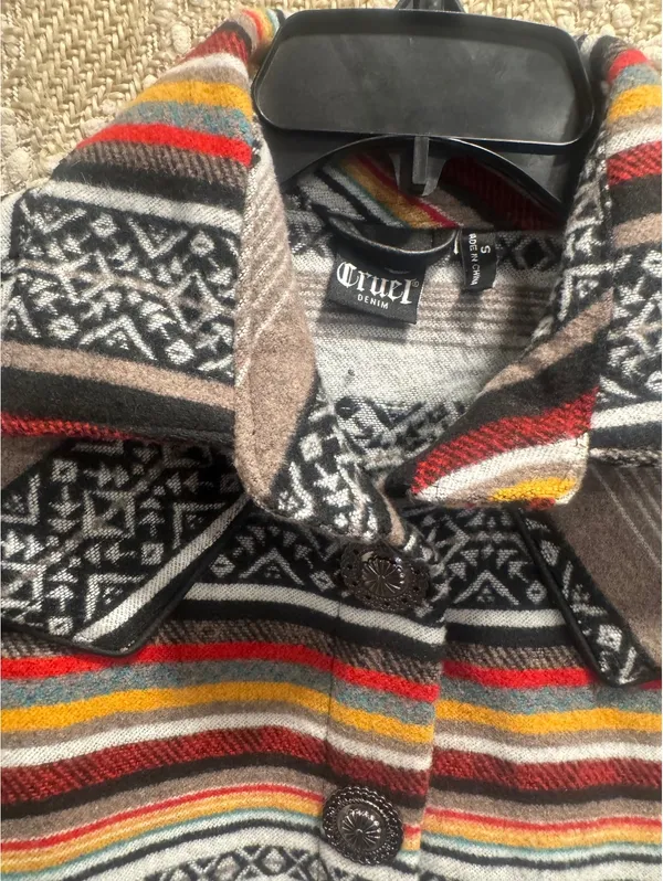 Cruel Girl Cruel Denim Women's Serape Stripe Western Aztec Quilted-Lined Jacket/Coat Size S - Image 4