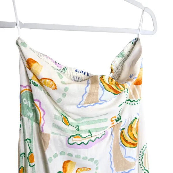 Paper Heart Strapless Fruit Print Maxi Dress Size XL Resort Vacation Linen Boho - Image 3