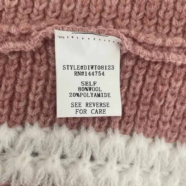 Davi & Dani Women Cozy Tunic Sweater Large Rose Striped Chunky Knit Boutique‎ - Image 7