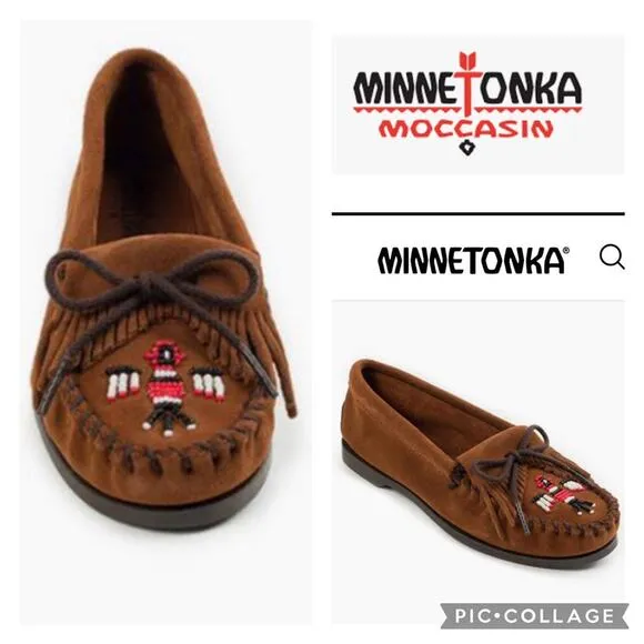 Minnetonka Moccasins Thunderbird Boat Moc Brown beaded size 8.5 - Image 2
