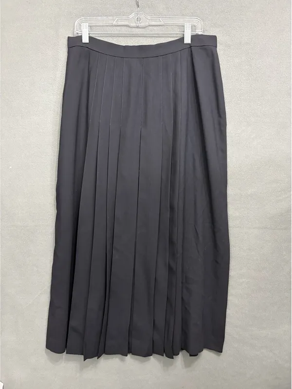 #HCOLLECTIBLES Womens Black Pleated Button-Front Lined Midi Skirt Size 16 - Image 3