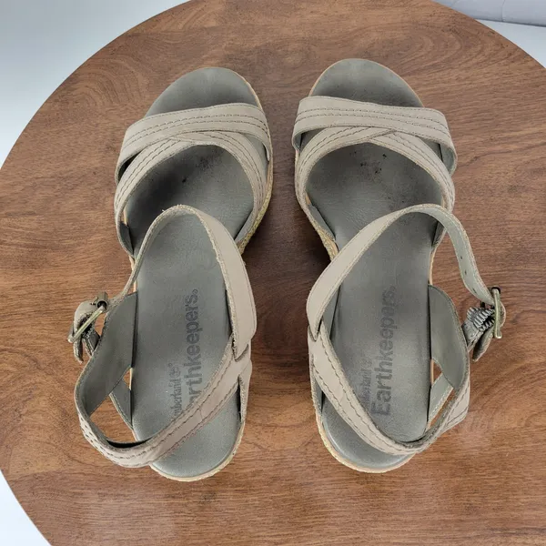Timberland Earthkeepers Whittier Womens Sandals 9 Gray Jute Leather Wedge 8260R - Image 12
