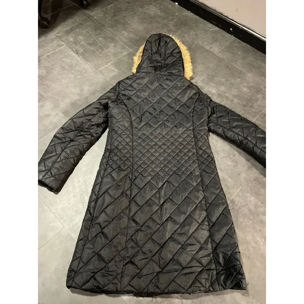 Jaclyn Smith Black Quilted Parka Coat with Faux Fur Hood‎ Winter Jacket D-7 - Image 5