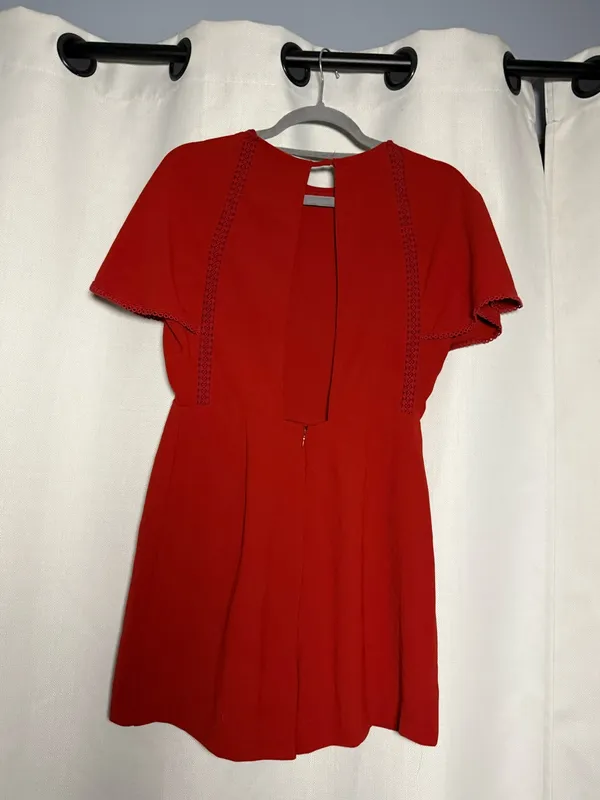 Zara Rust Red Flutter Sleeve Open Back Skort Romper Size Medium - Image 12