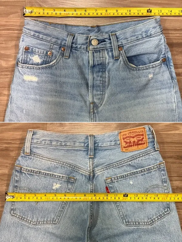 Levi's 501 Original Crop Jeans 25 Distressed Light Wash 100% Cotton $98 - Image 7