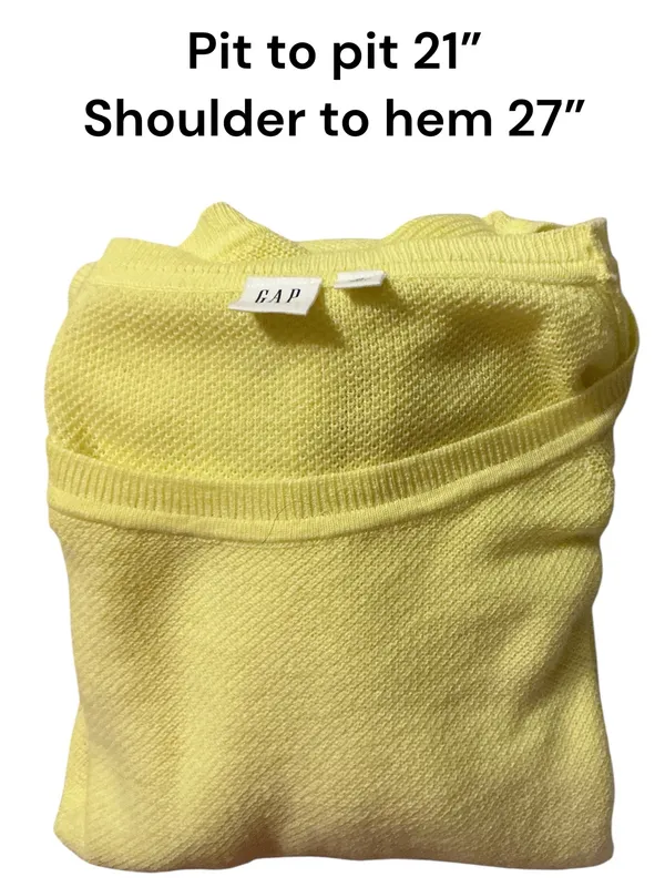GAP Yellow Waffle Knit Raglan Lightweight Sweater - Size M (Pit to Pit 21", Length 27") - Image 4