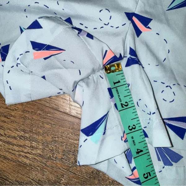 aerie Light Blue Paper Plane Tie-Waist Skort with Navy & Coral Accents - Image 6