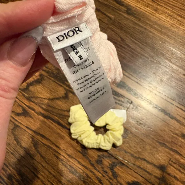 Brand New Dior Beauty Pastel Pink and Yellow Cotton Scrunchies Set of 2 - Image 2