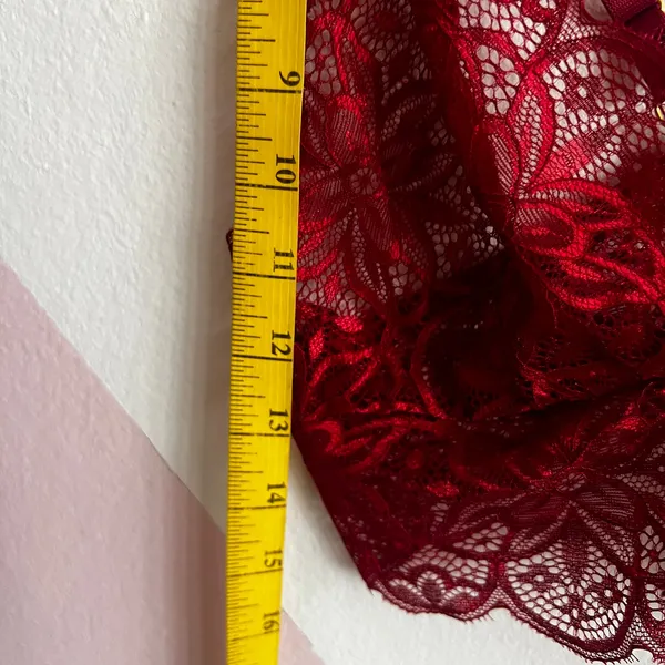 Red Lace Bralette, Coquette Y2K Lingerie Romantic‎ Goth Medium Grunge Retro - Image 4