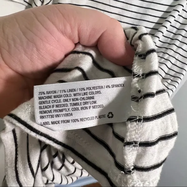 Merona Women's Size XXL T-Shirt Dress‎ Short Sleeve White Black Stripes Crewneck - Image 7
