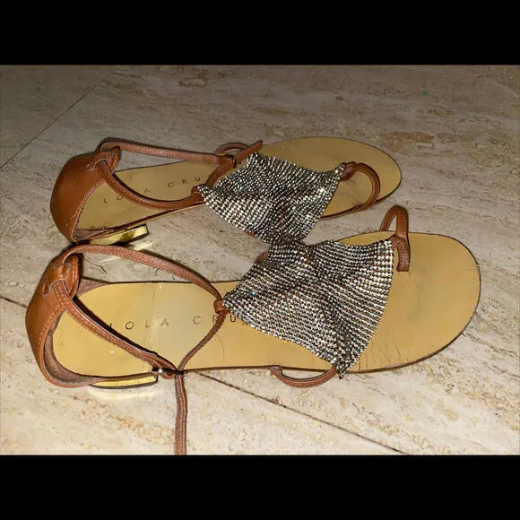 Lola Cruz Women's Toe Post Flat Sandals‎ Brown 39 - Image 2