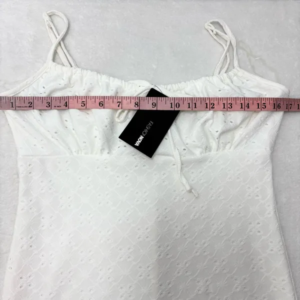 FASHIONOVA Chic Cream Spaghetti Strap White‎ Mini Dress Size L - Image 4