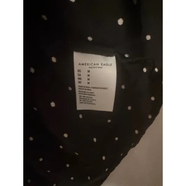 American Eagle‎ Wrap Dress Womens Medium Black Polka Dot Long Sleeve Ruffle Mini - Image 3