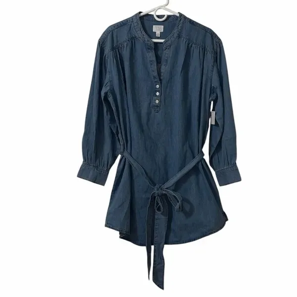 Time & Tru Blue Long-sleeve Minj Shirt Denim Belted Dress(Size XL 16/18) - Image 2