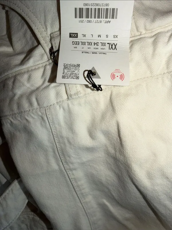 NWT ZARA Bloggers Fave TRF DENIM STRAPPY JUMPSUIT Ecru XXL - Image 9