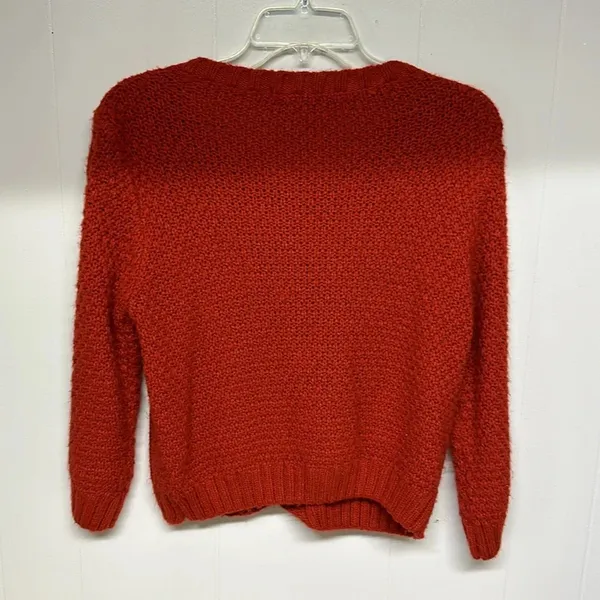 Forever 21 I LOVE H81 Cardigan Womens large Red Cropped Cable Knit 3/4 Sleeves - Image 4