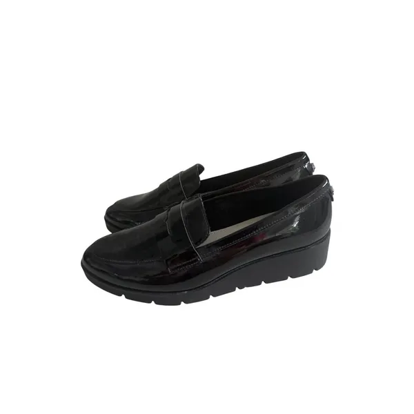 ANNE KLEIN Black Patent Dress Wedges Loafers Size 6.5 - Image 7