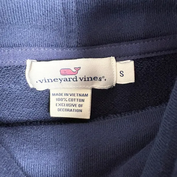 Vineyard Vines Drawstring Cowlneck Pullover Thumbholes 100% Cotton Blue Small - Image 3