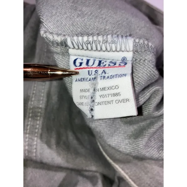 Vintage Guess USA Women M Gray Denim Trucker Jacket 90s American Tradition Flaw - Image 9