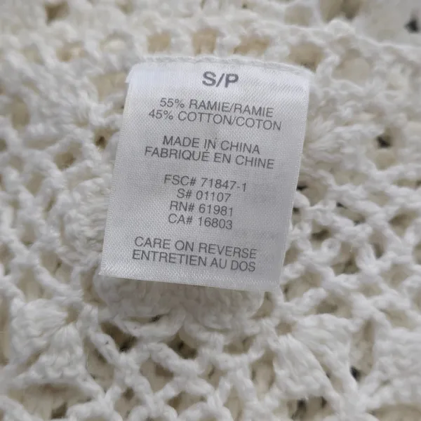Crochet Tank Top Cream Sleeveless Drawstring Boho Bohemian Festival Small - Image 6