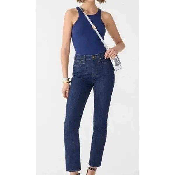 J. Crew 9" Vintage Slim Straight Ankle Cropped Stretch Jean 28 Indigo Dark Blue - Image 12