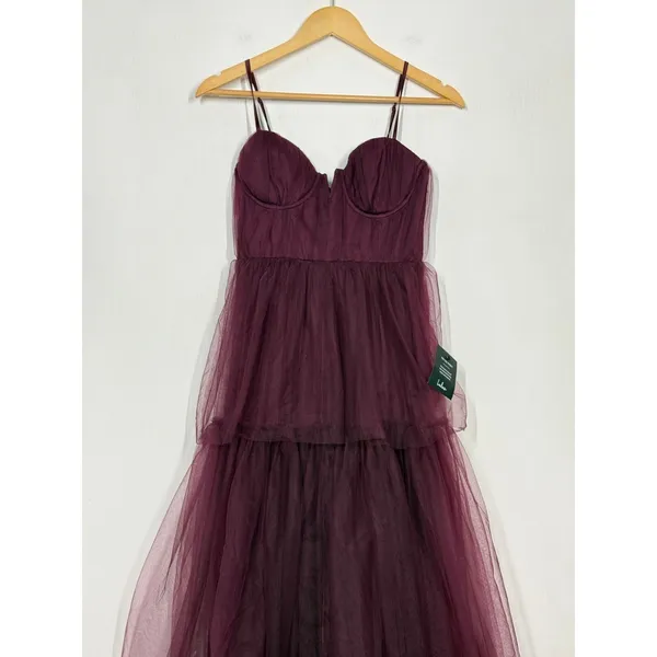 Lulus Unforgettable Poise Maxi Dress Women's XS Plum Purple Tulle Tiered NWT - Image 7