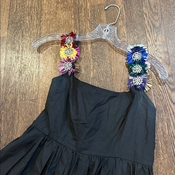 Queen Of Sparkles Black Flower Strap Dress - Image 2