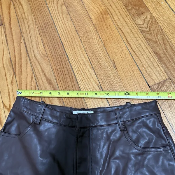House of CB Inaya Chocolate Brown‎ Stretch Vegan Leather Trousers Size Large - Image 12