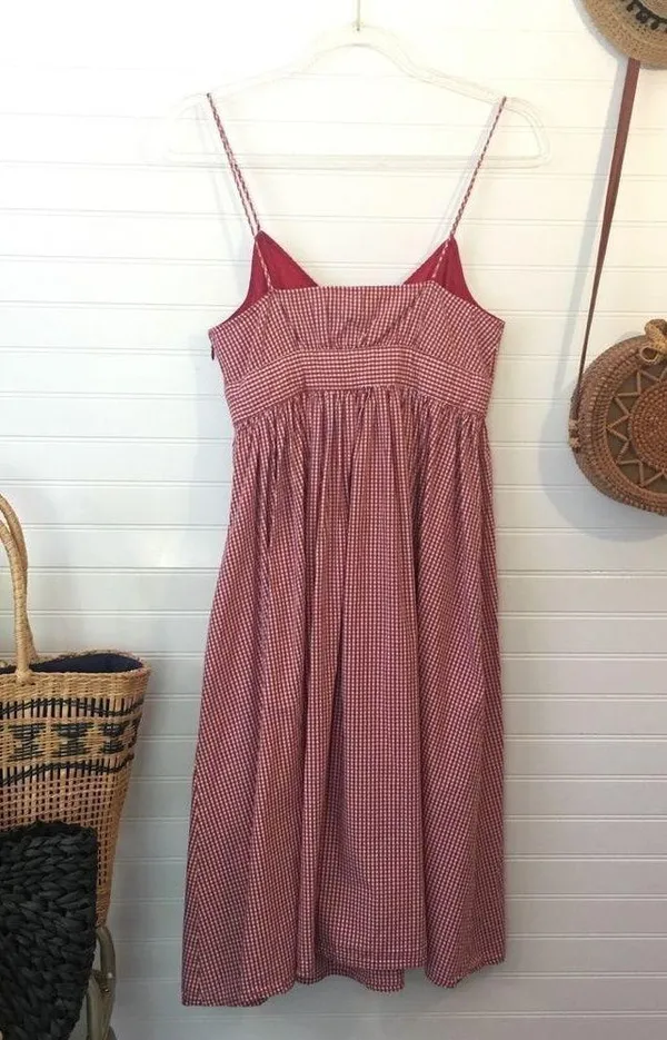 Alexandra Bartlett Gingham Cotton Midi Dress​ Red Size 2 - Image 6