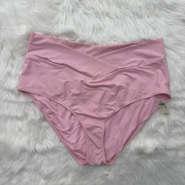 Aerie High Rise Full Coverage Crossover Bikini Bottom Bloom Size XXL - Image 2