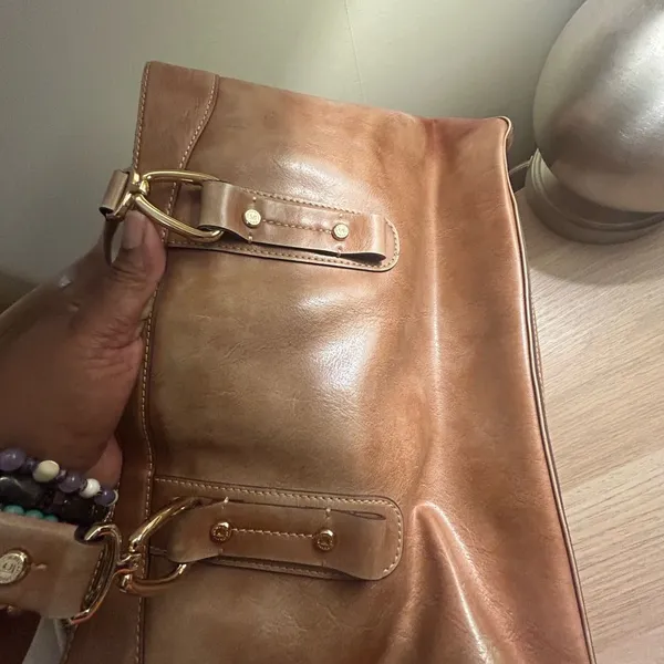 Elegant Vintage Liz Claiborne Brown Leather Tote Bag - Image 9