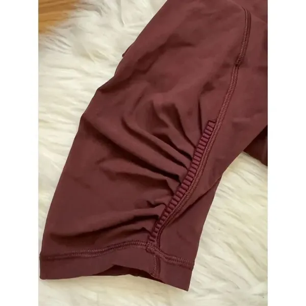 Lululemon Ruched Leg Workout Tight Leggings Wine 8 - Image 3