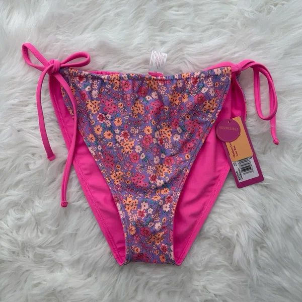 Ninety Nine Tunnel Tie Reversible Hipster Swim Bottoms Size Large - Image 4