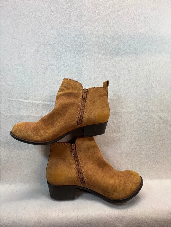 Lucky Brand Women’s Brown Suede Ankle Boots Size 3M Side Zip Western Booties - Image 3