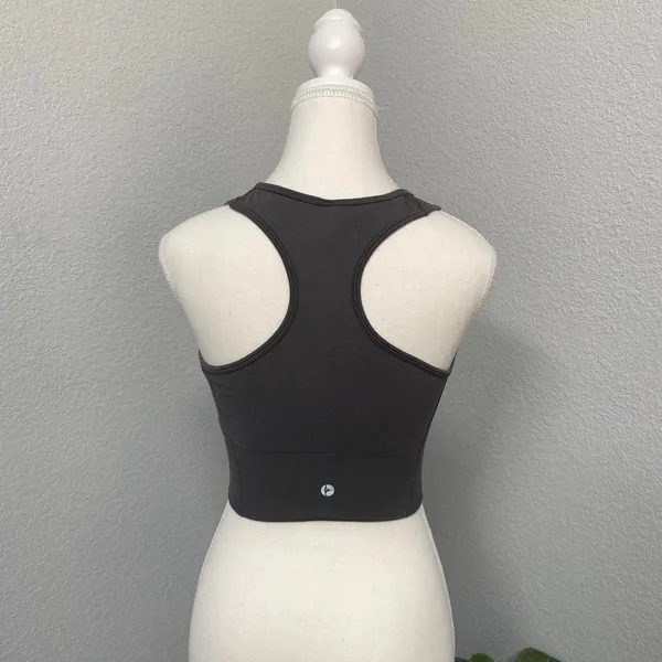 90 Degree Charcoal Grey Seamless Madeline Racerback Bra Workout Gym Activewear - Image 4