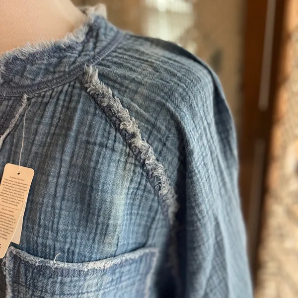 Aerie Chambray Mineral Wash Tunic Length Button-Up Shirt - Image 11