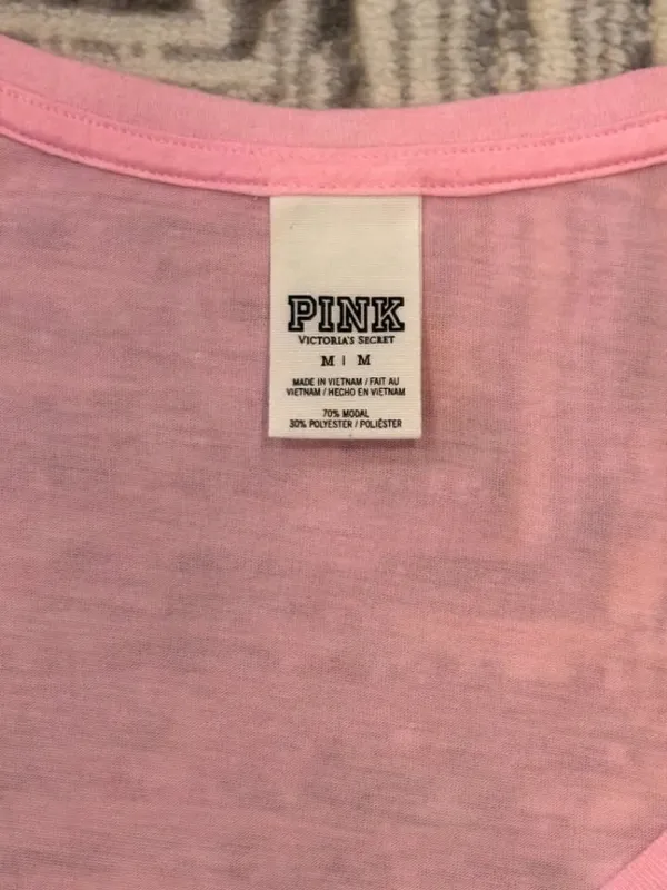 NEW Pink by Victoria's Secret women's medium pink/black USA t-shirt - Image 2