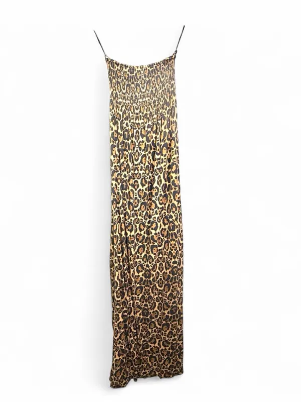 H&M DIVIDED Women’s Strapless Animal Print Tube Smocked Top Maxi Dress Size US 4 - Image 2